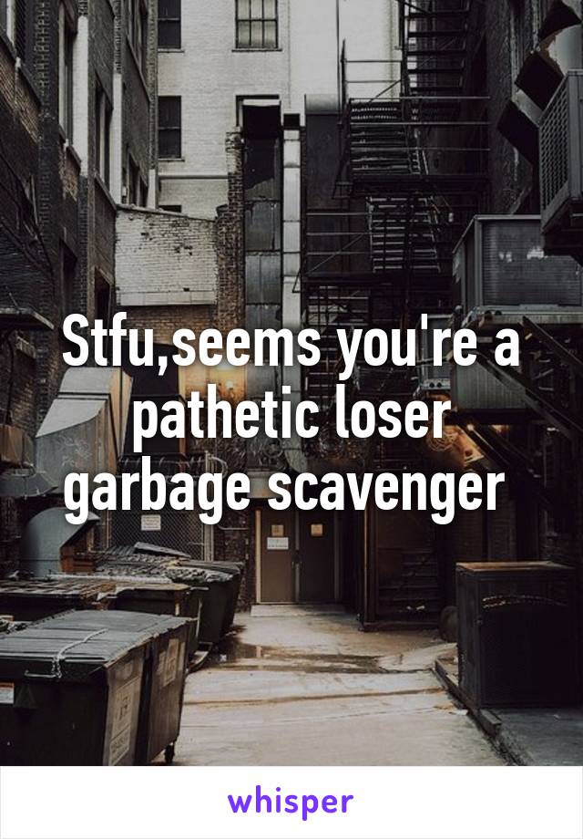 Stfu,seems you're a pathetic loser garbage scavenger 