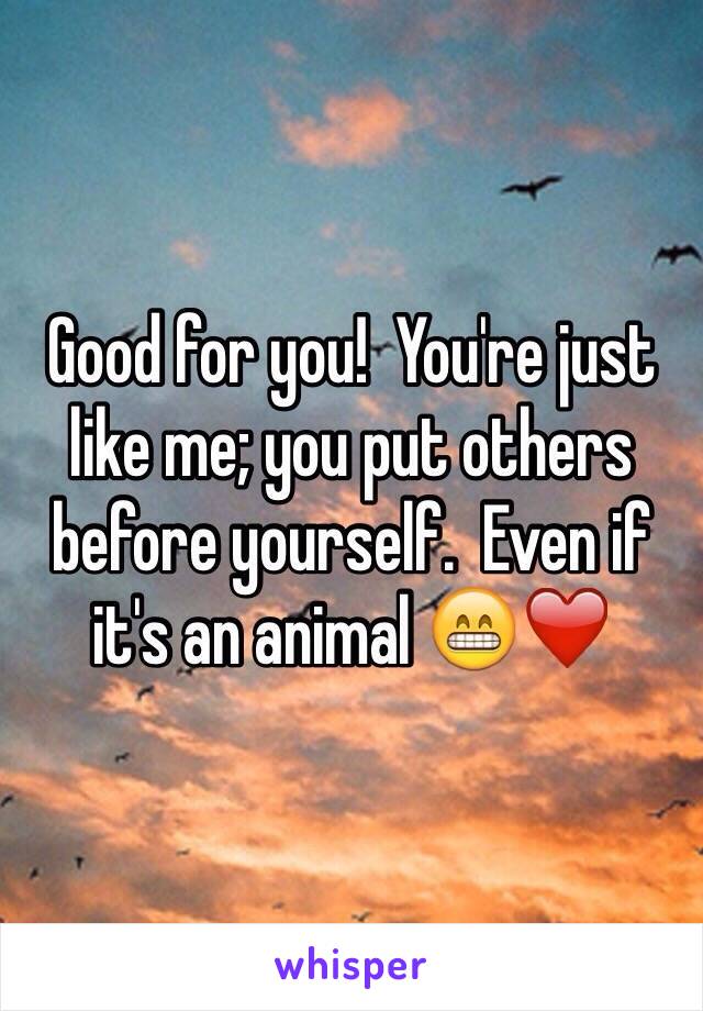 Good for you!  You're just like me; you put others before yourself.  Even if it's an animal 😁❤️