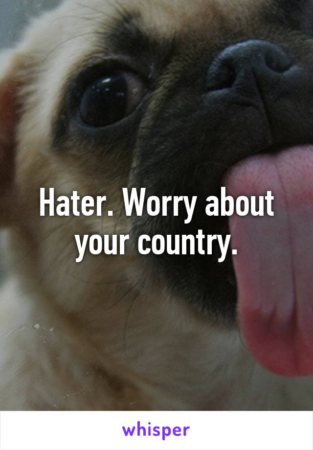 Hater. Worry about your country.