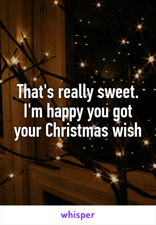 That's really sweet. I'm happy you got your Christmas wish