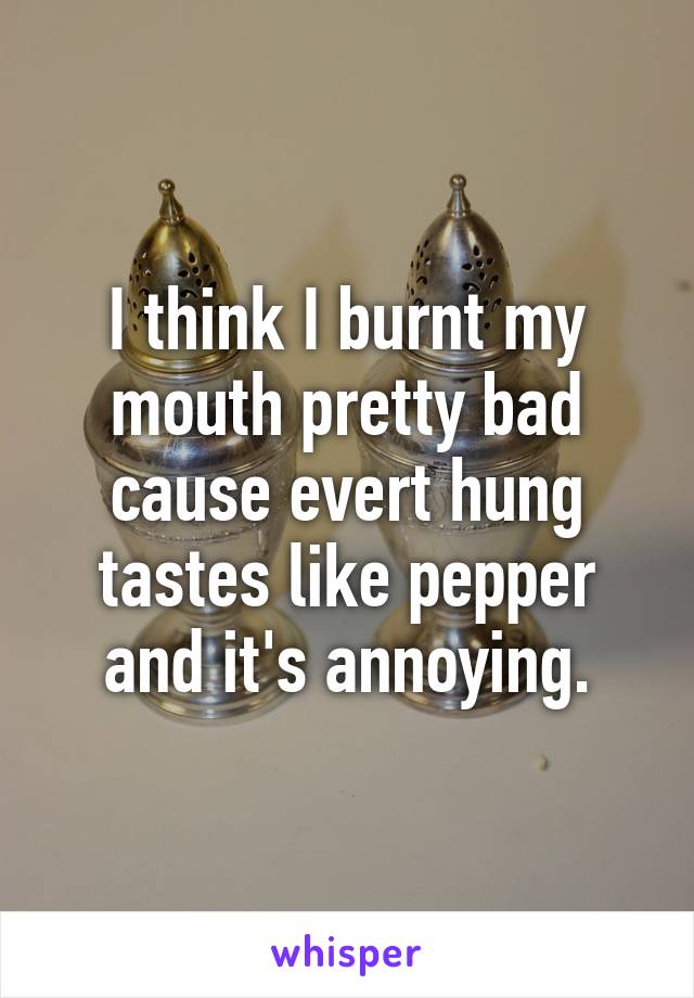 I think I burnt my mouth pretty bad cause evert hung tastes like pepper and it's annoying.