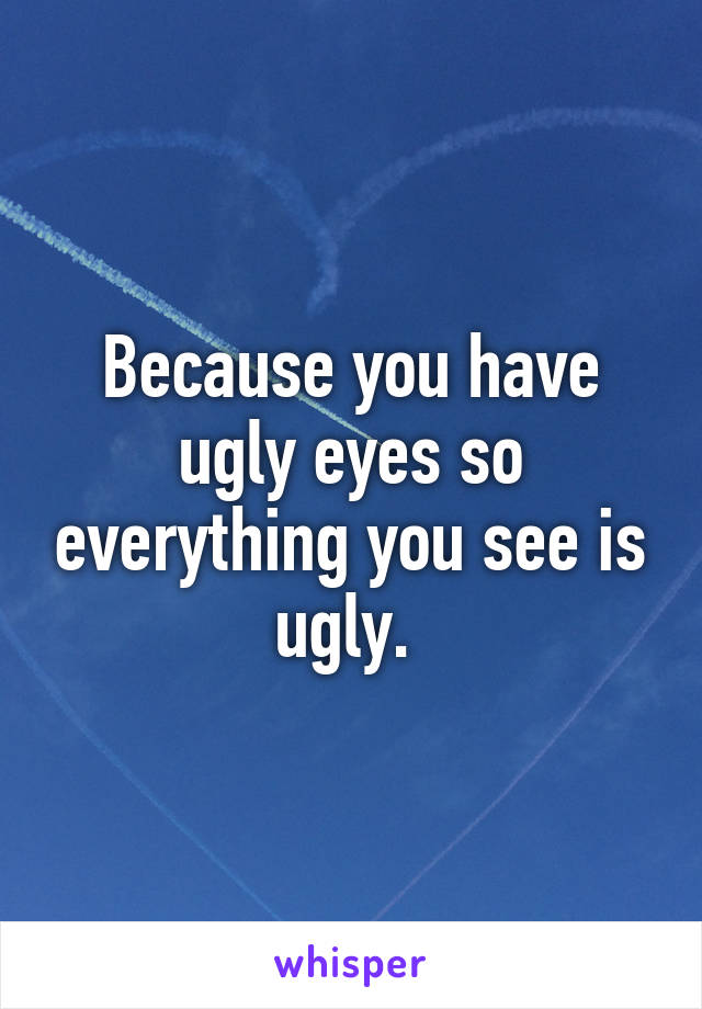 Because you have ugly eyes so everything you see is ugly. 
