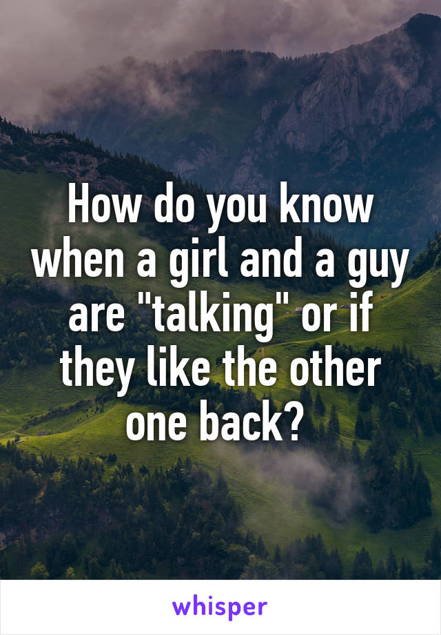 How do you know when a girl and a guy are "talking" or if they like the other one back? 