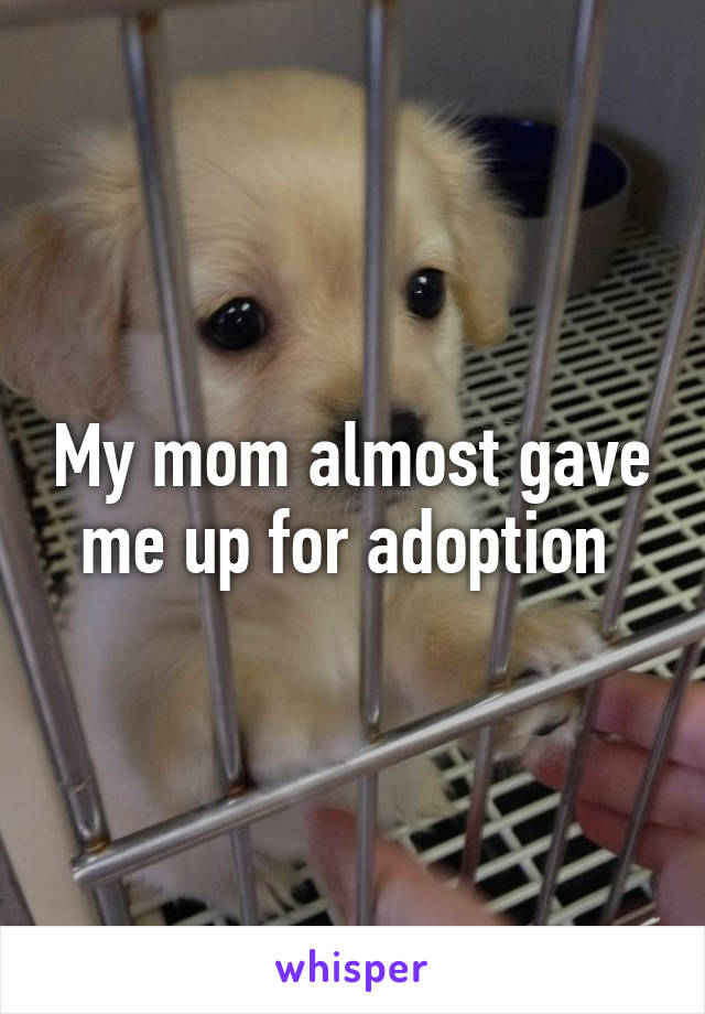 My mom almost gave me up for adoption 