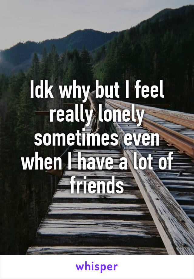Idk why but I feel really lonely sometimes even when I have a lot of friends