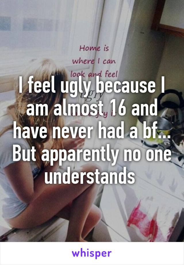 I feel ugly because I am almost 16 and have never had a bf... But apparently no one understands 