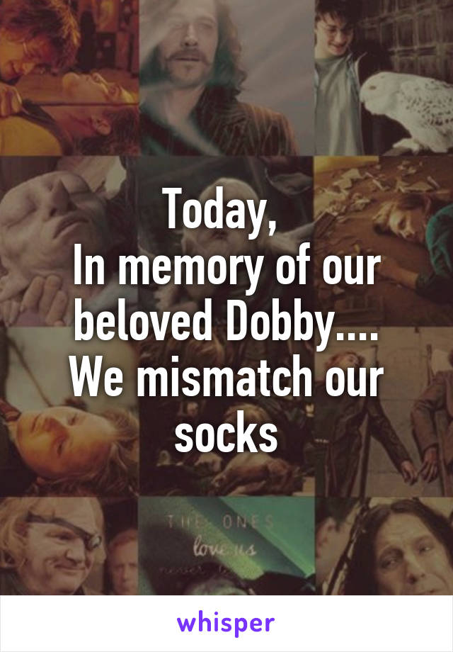 Today, 
In memory of our beloved Dobby....
We mismatch our socks