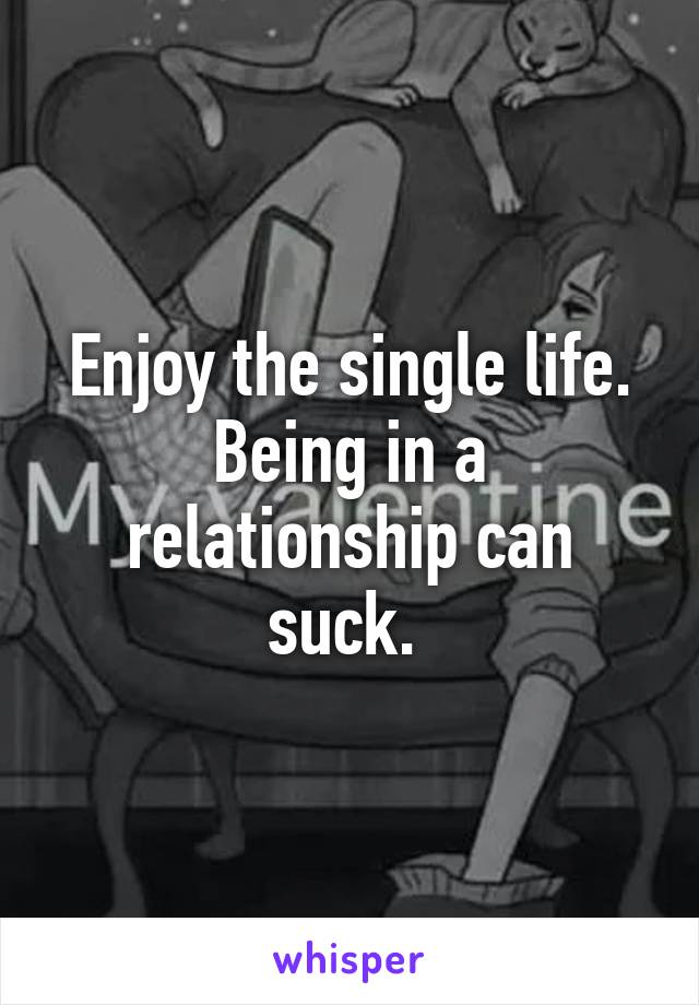 Enjoy the single life. Being in a relationship can suck. 
