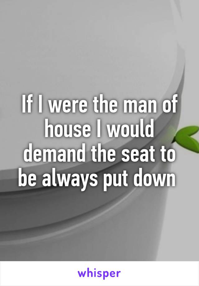 If I were the man of house I would demand the seat to be always put down 