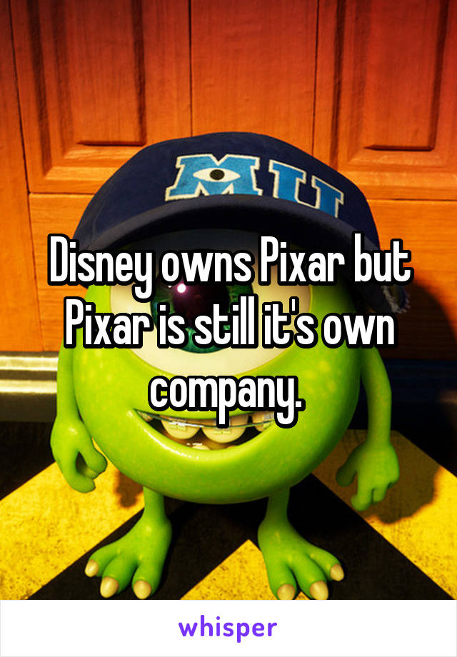 Disney owns Pixar but Pixar is still it's own company. 