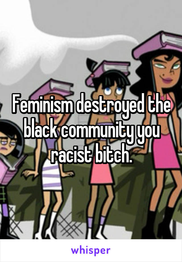 Feminism destroyed the black community you racist bitch.