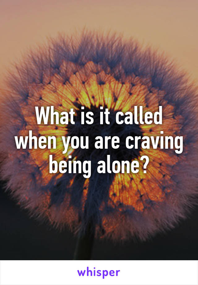 What is it called when you are craving being alone?