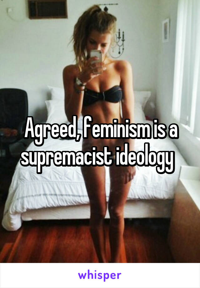 Agreed, feminism is a supremacist ideology  