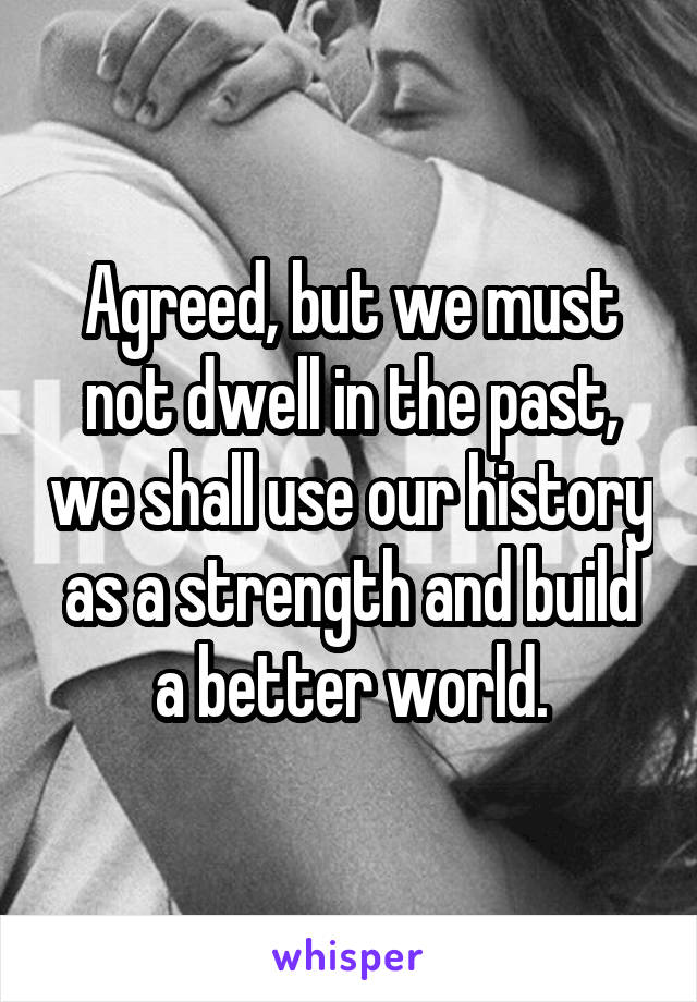 Agreed, but we must not dwell in the past, we shall use our history as a strength and build a better world.