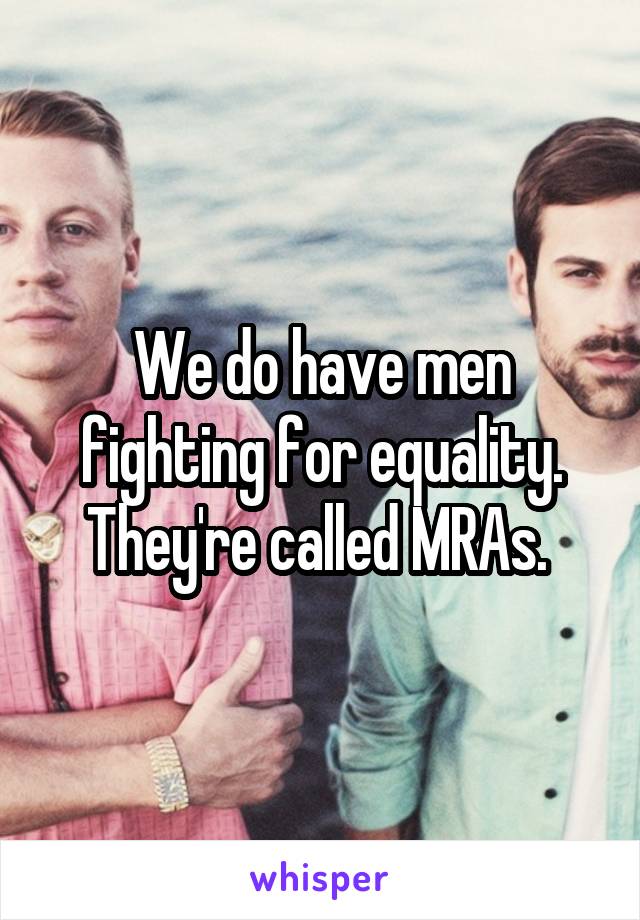 We do have men fighting for equality. They're called MRAs. 