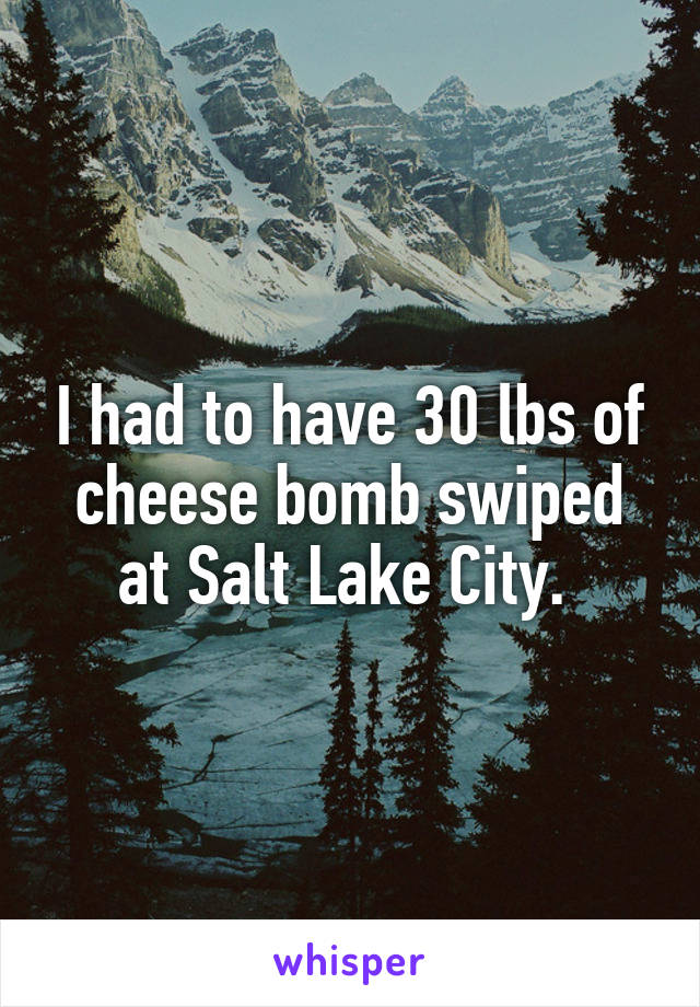 I had to have 30 lbs of cheese bomb swiped at Salt Lake City. 