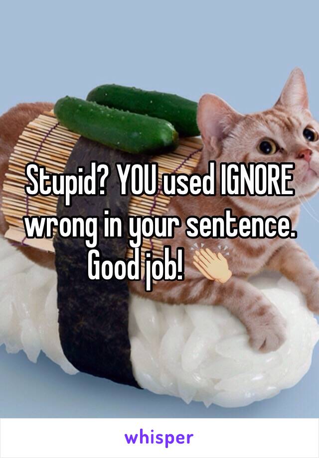 Stupid? YOU used IGNORE wrong in your sentence. Good job! 👏🏼