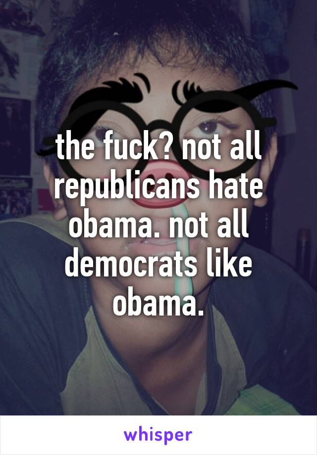 the fuck? not all republicans hate obama. not all democrats like obama.