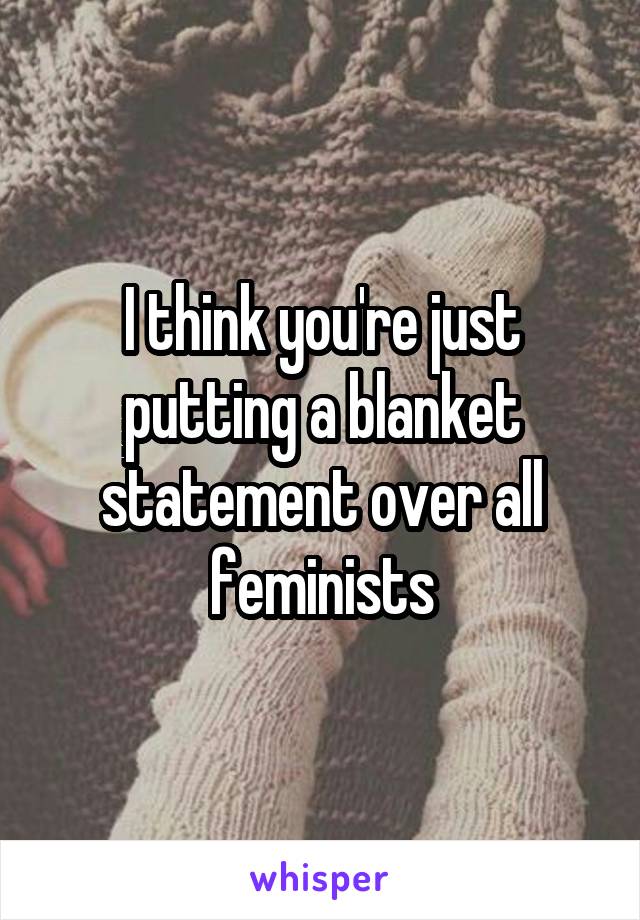 I think you're just putting a blanket statement over all feminists