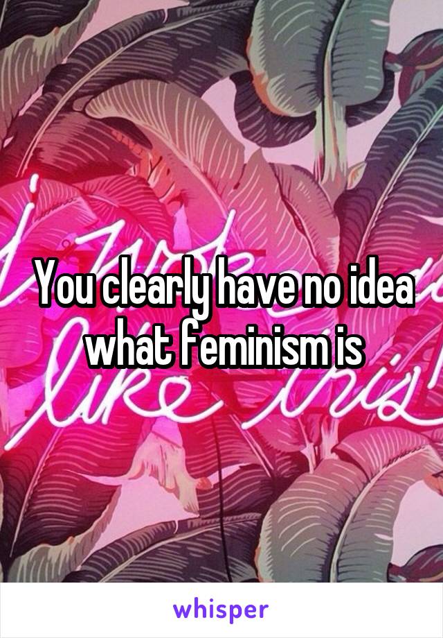 You clearly have no idea what feminism is