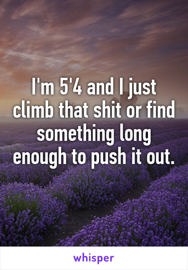 I'm 5'4 and I just climb that shit or find something long enough to push it out. 