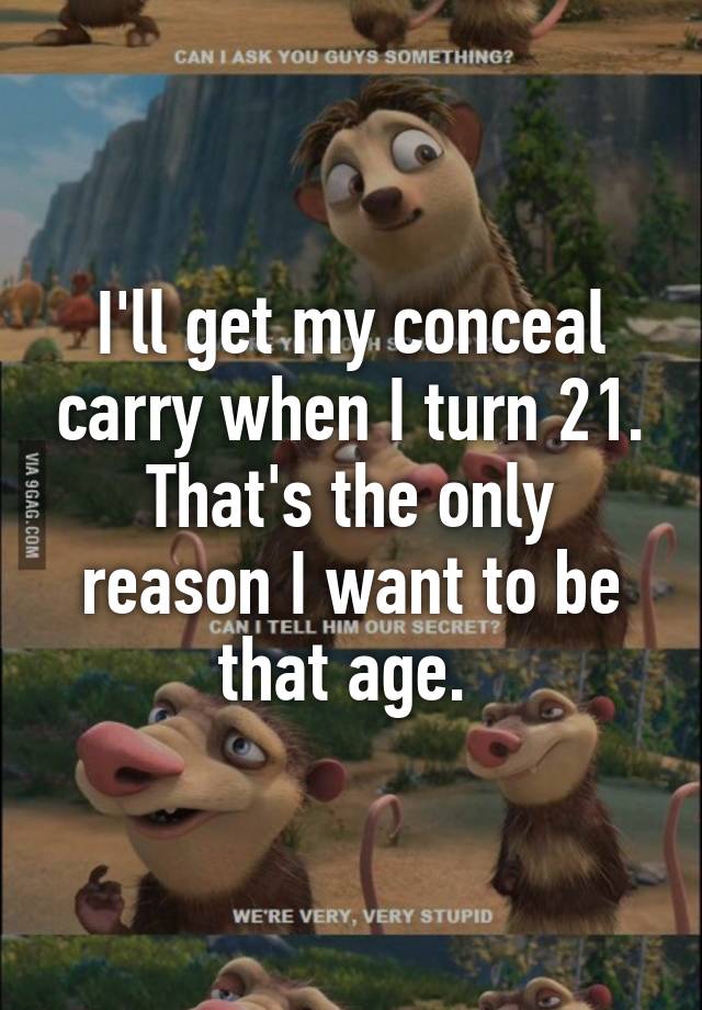 I'll get my conceal carry when I turn 21. That's the only reason I want to be that age. 