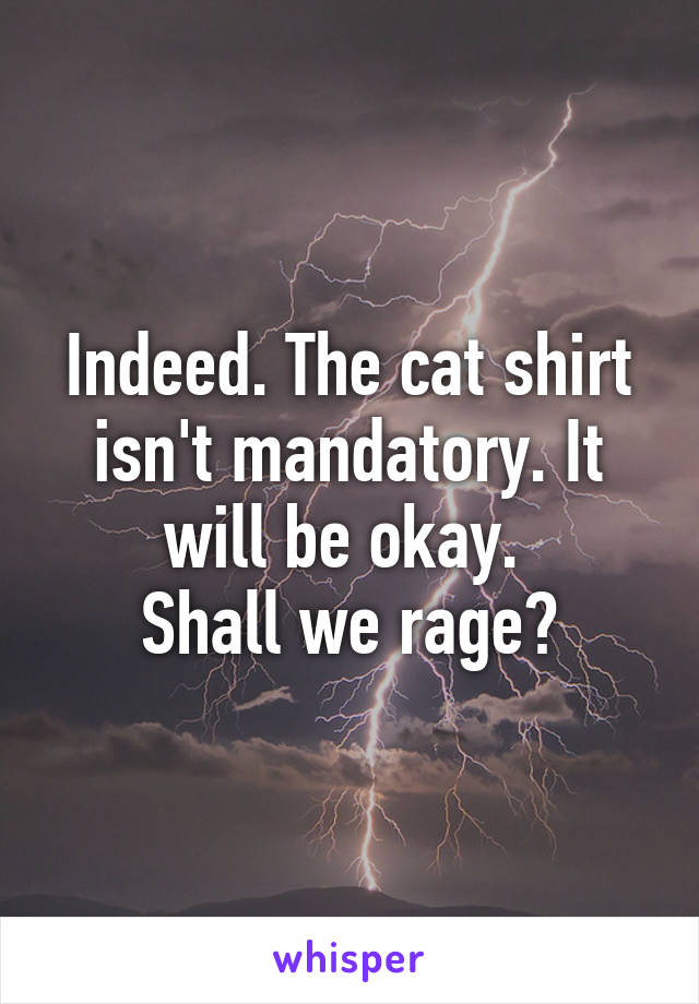 Indeed. The cat shirt isn't mandatory. It will be okay. 
Shall we rage?