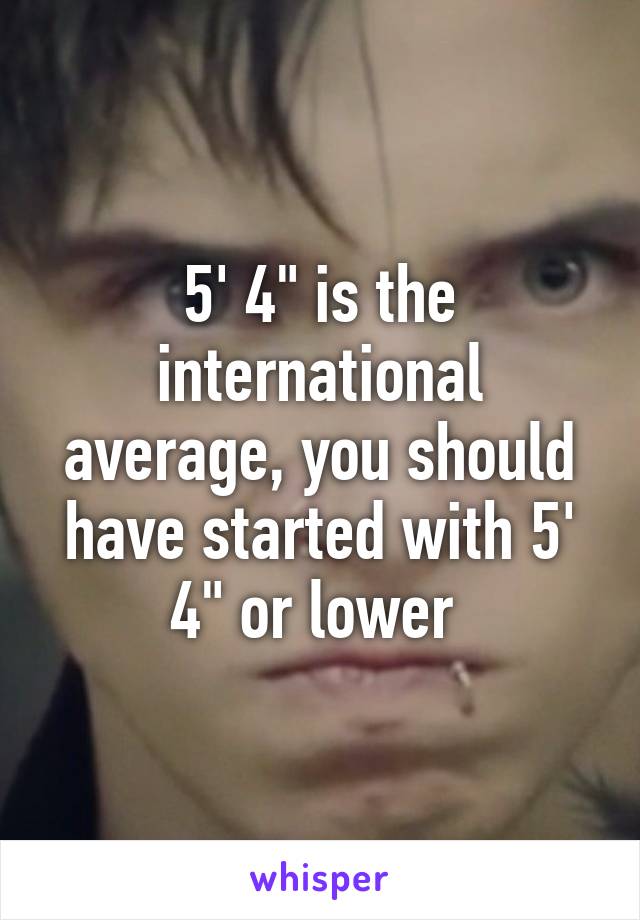 5' 4" is the international average, you should have started with 5' 4" or lower 