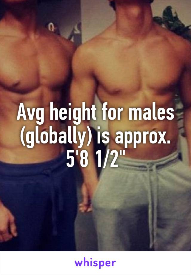 Avg height for males (globally) is approx. 5'8 1/2"