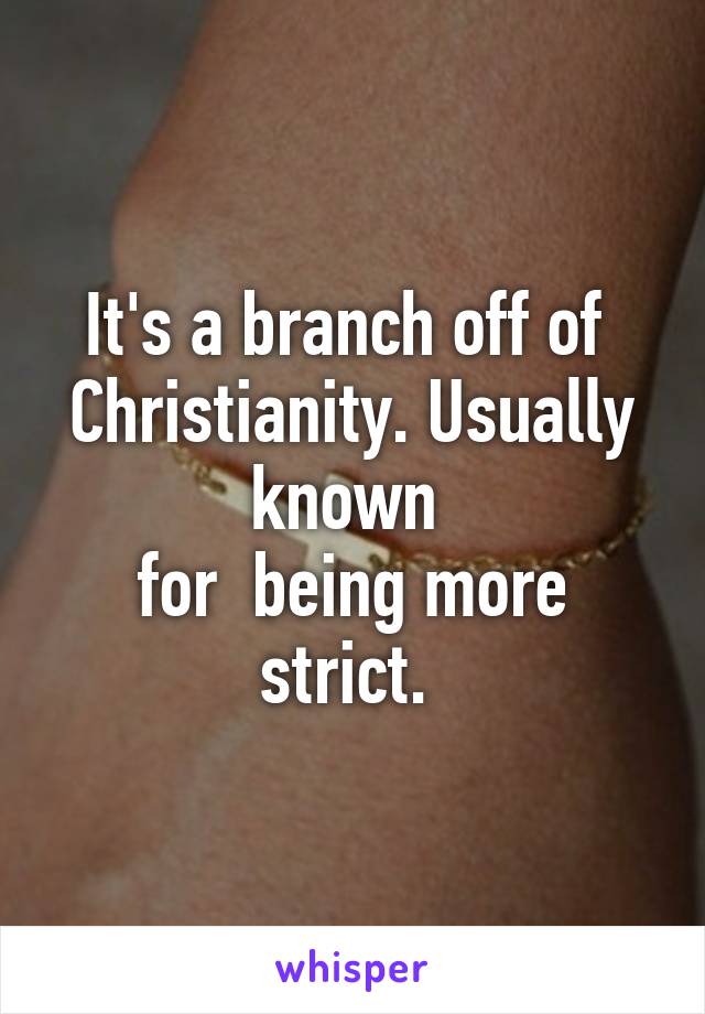 It's a branch off of 
Christianity. Usually known 
for  being more strict. 