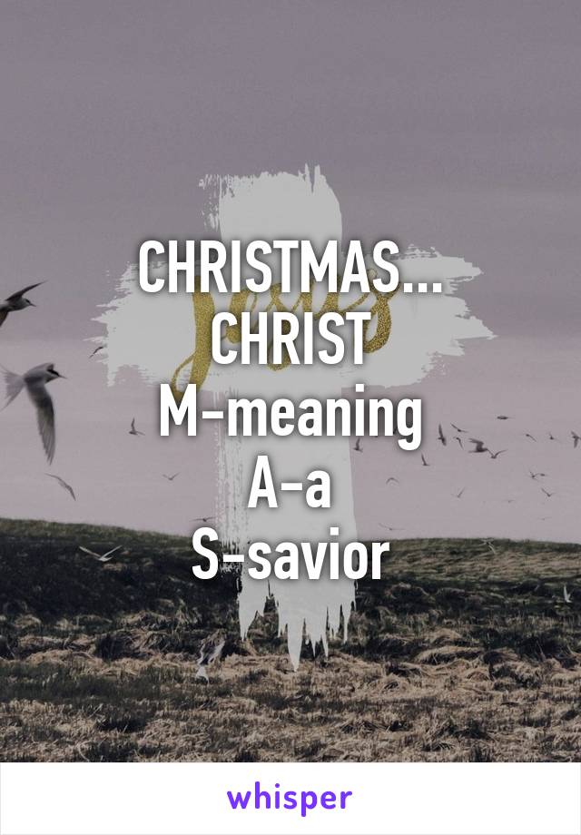 CHRISTMAS...
CHRIST
M-meaning
A-a
S-savior