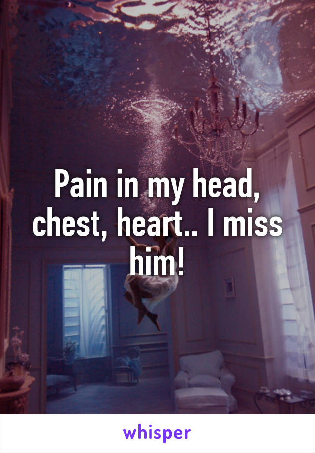 Pain in my head, chest, heart.. I miss him!