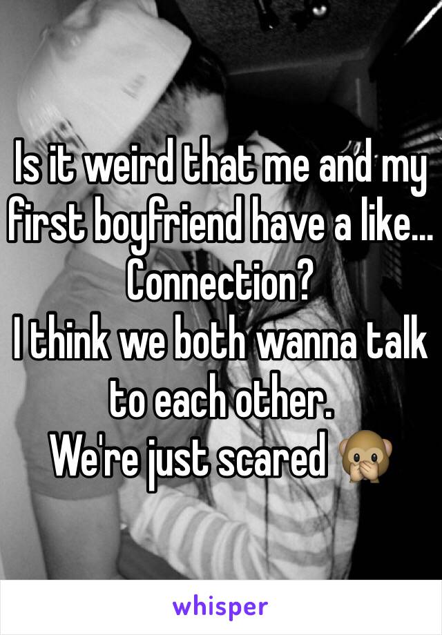 Is it weird that me and my first boyfriend have a like... Connection?
I think we both wanna talk to each other. 
We're just scared 🙊