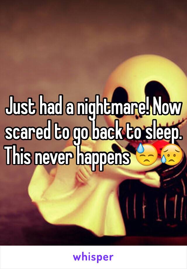 Just had a nightmare! Now scared to go back to sleep. This never happens 😓😥