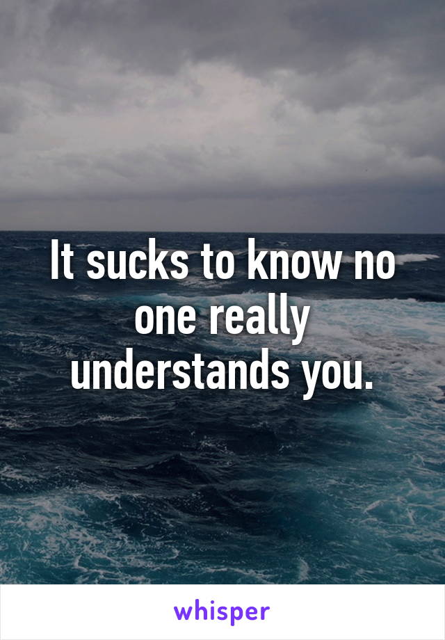 It sucks to know no one really understands you.