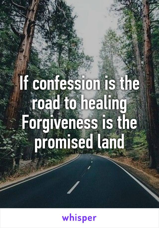 If confession is the road to healing
Forgiveness is the promised land