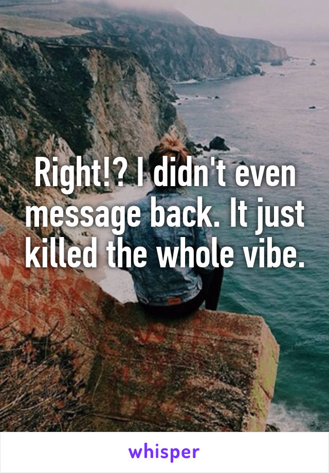 Right!? I didn't even message back. It just killed the whole vibe. 