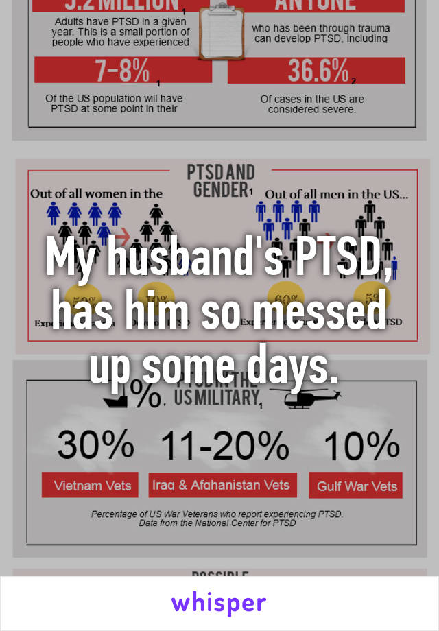 My husband's PTSD, has him so messed up some days. 