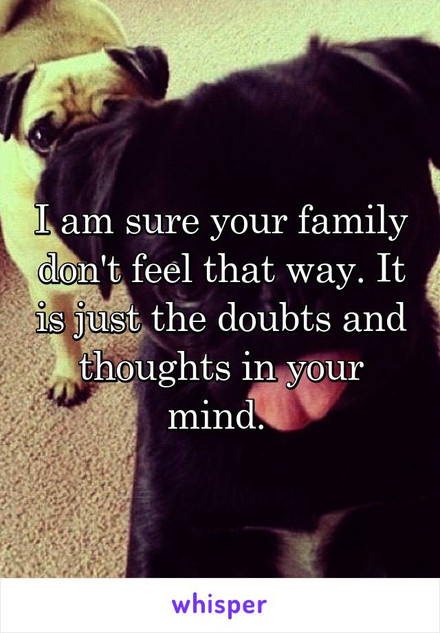 I am sure your family don't feel that way. It is just the doubts and thoughts in your mind. 