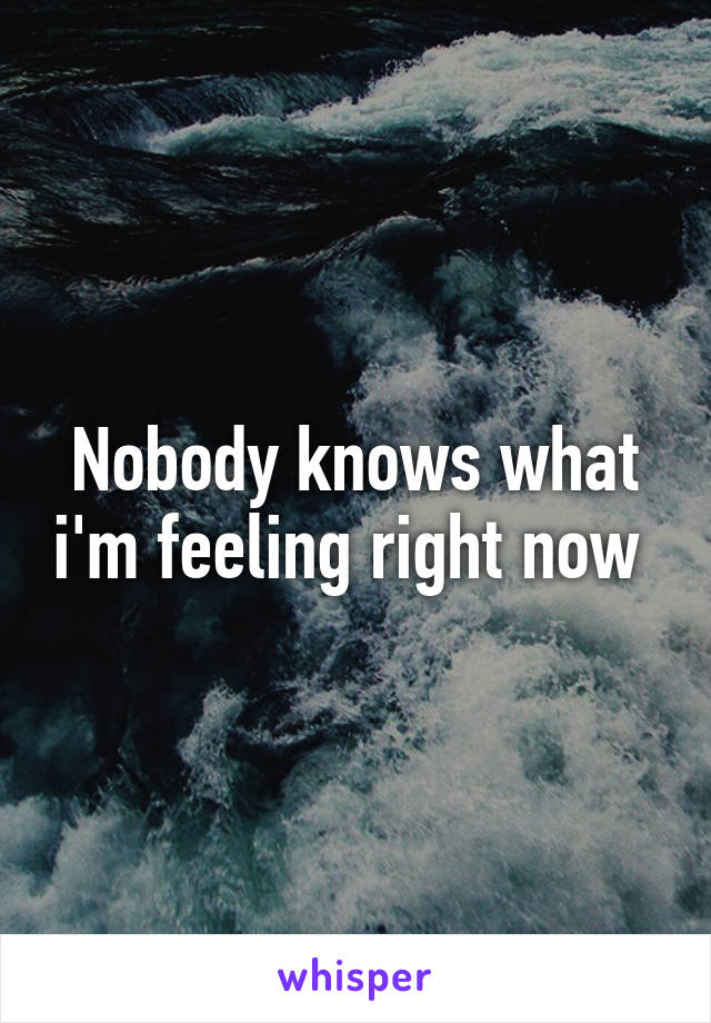 Nobody knows what i'm feeling right now 