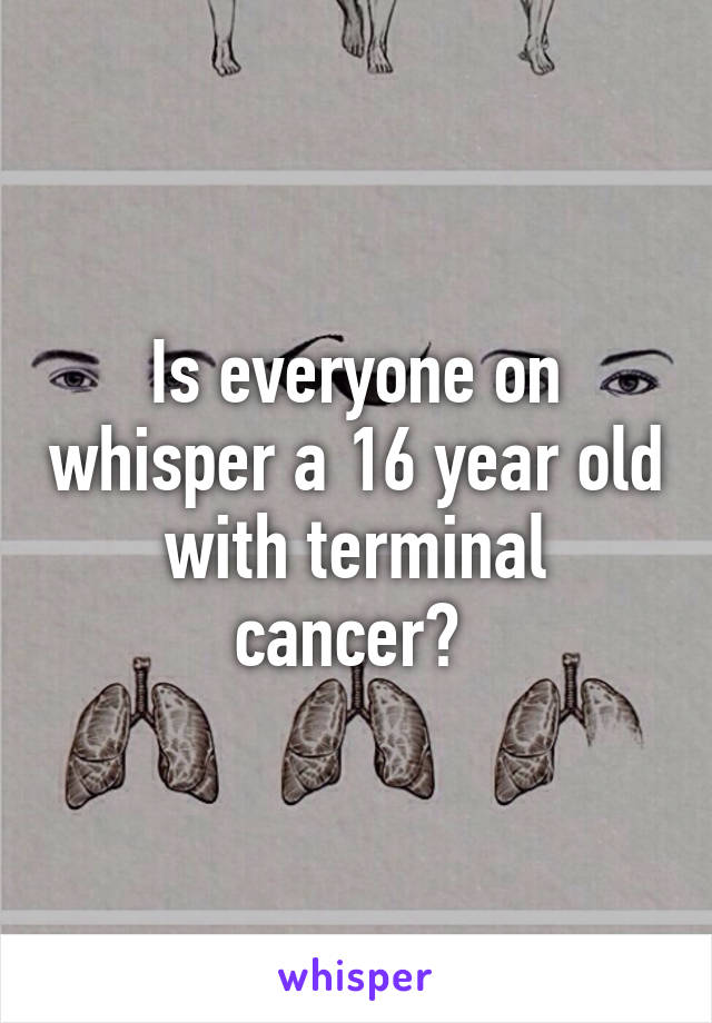 Is everyone on whisper a 16 year old with terminal cancer? 