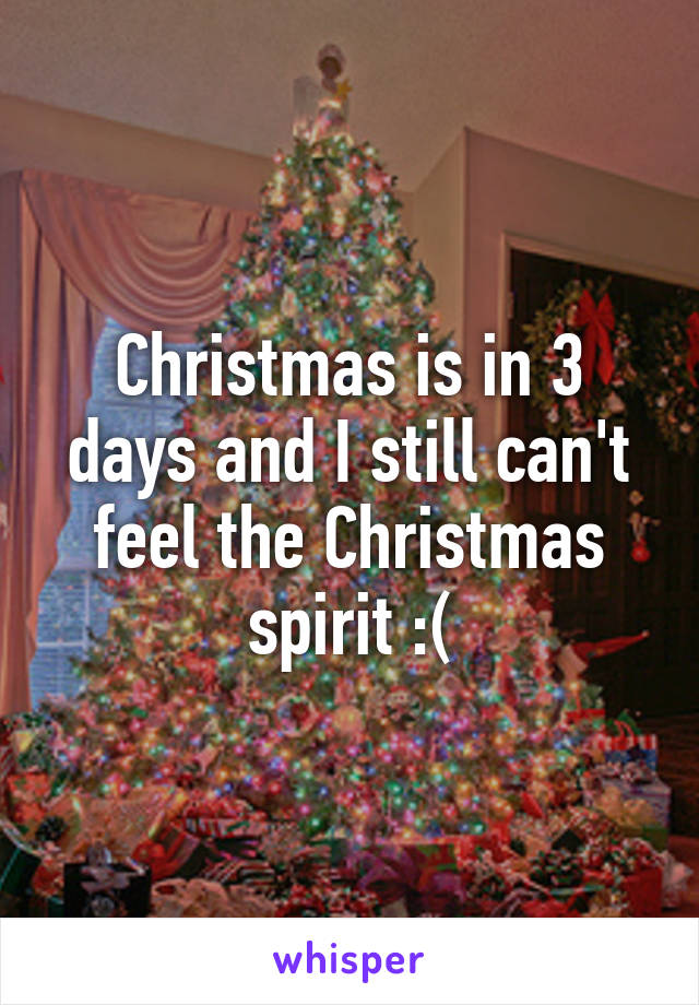 Christmas is in 3 days and I still can't feel the Christmas spirit :(