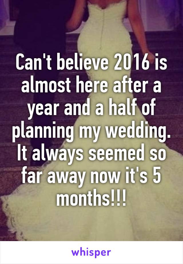 Can't believe 2016 is almost here after a year and a half of planning my wedding. It always seemed so far away now it's 5 months!!!