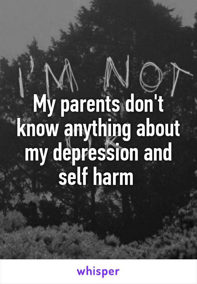 My parents don't know anything about my depression and self harm 