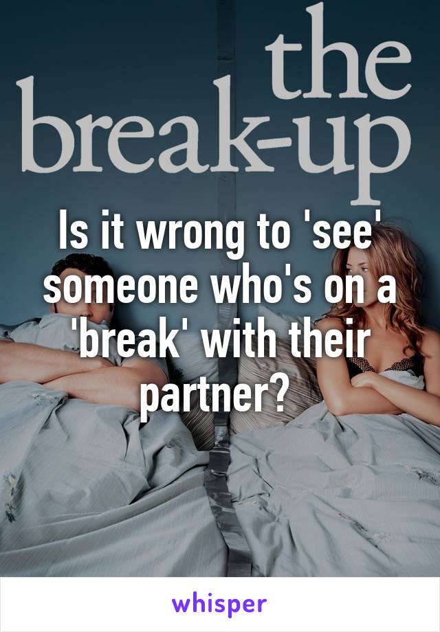 Is it wrong to 'see' someone who's on a 'break' with their partner? 