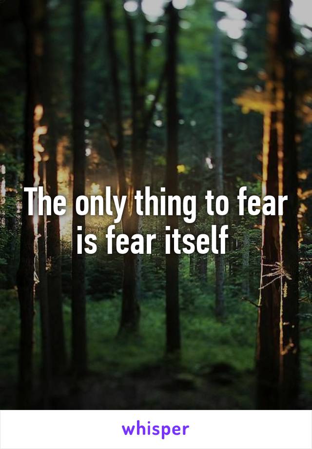 The only thing to fear is fear itself 