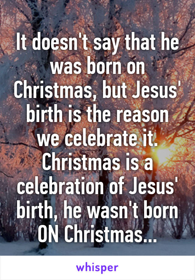 It doesn't say that he was born on Christmas, but Jesus' birth is the reason we celebrate it. Christmas is a celebration of Jesus' birth, he wasn't born ON Christmas...