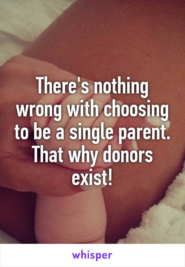 There's nothing wrong with choosing to be a single parent. That why donors exist!