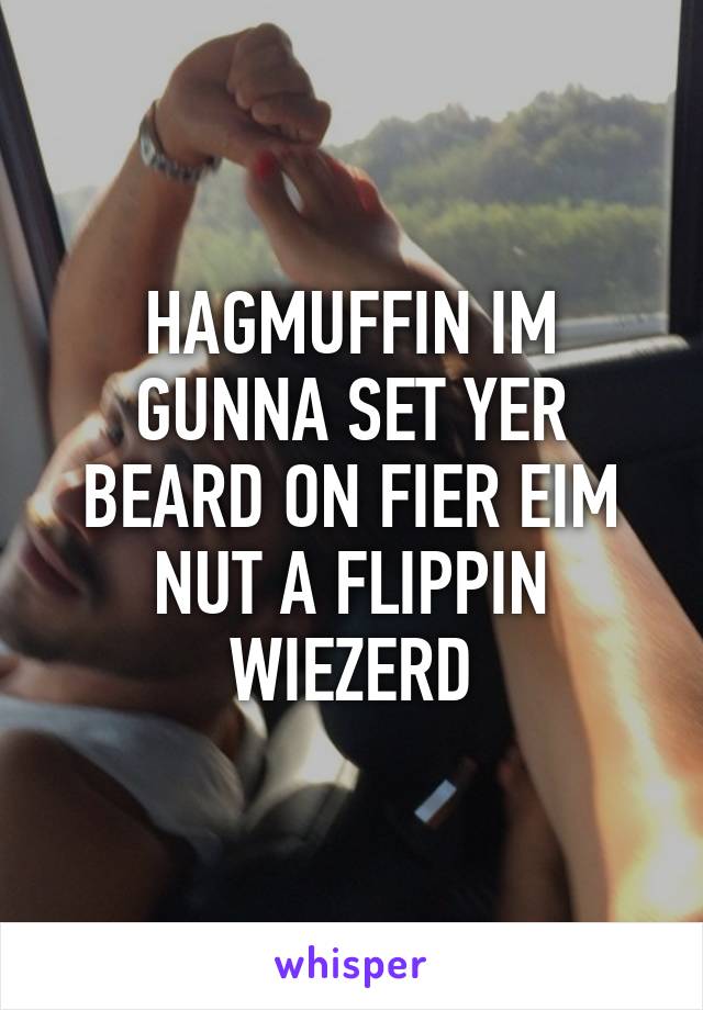 HAGMUFFIN IM GUNNA SET YER BEARD ON FIER EIM NUT A FLIPPIN WIEZERD