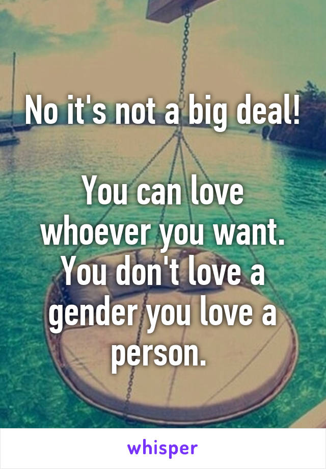 No it's not a big deal! 
You can love whoever you want. You don't love a gender you love a person. 